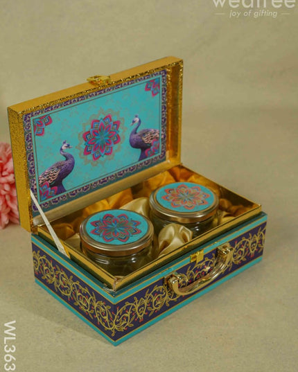 Decorative Peacock Designed 2 Jar Dry Fruit Box - Wl3630