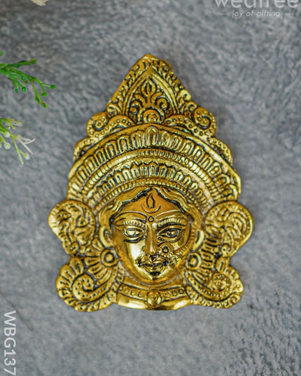White Metal Durga Face - Gold Finish Wbg1378 Pooja Utility Rg