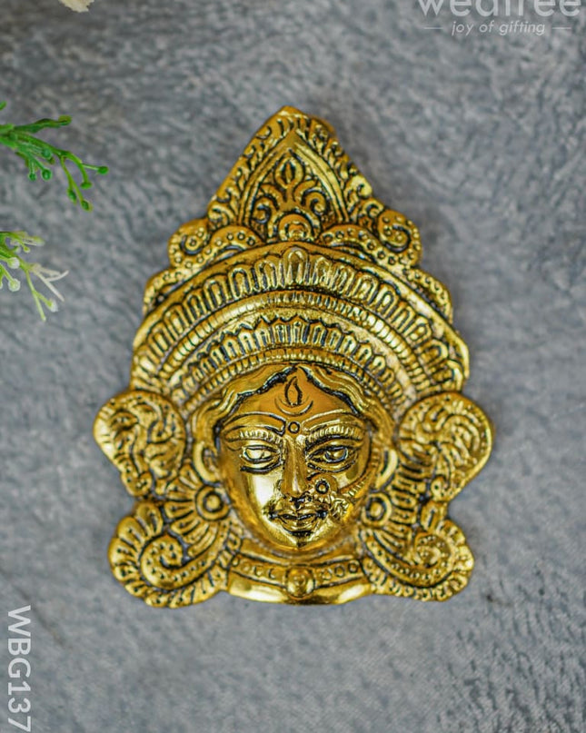 White Metal Durga Face - Gold Finish Wbg1378 Pooja Utility Rg