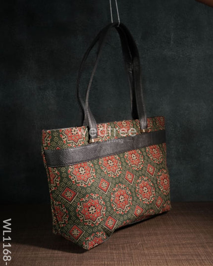Dusky Shade Handbag With Ajrakh Prints - Wl1168 Regular Handbags