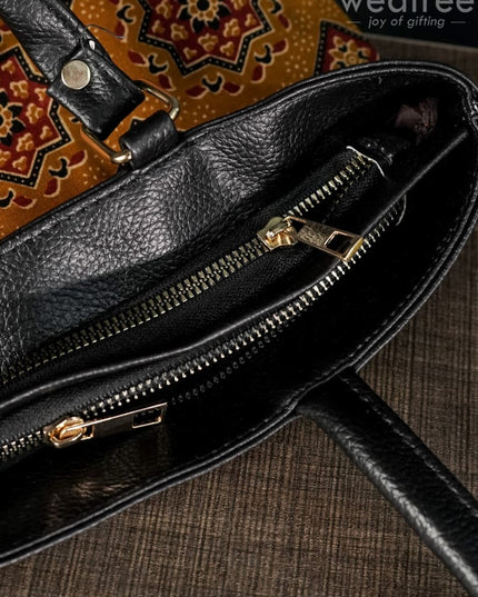 Dusky Shade Handbag With Ajrakh Prints - Wl1168 Regular Handbags