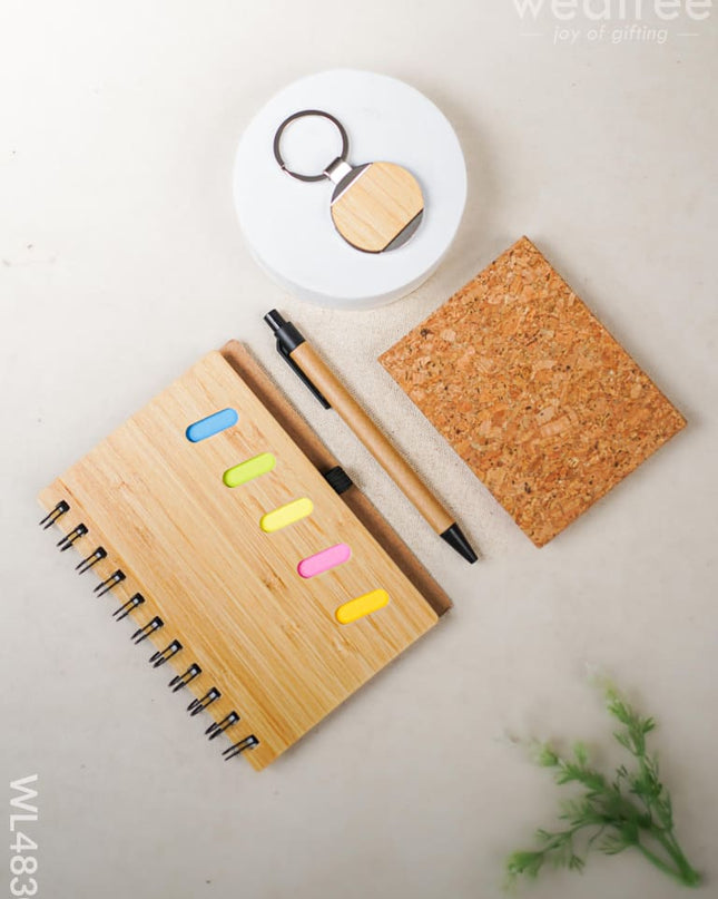 Eco Friendly Gift Set(Bamboo Diary Sticky Notes Bamboo Keychain Pen) - WL4830 Diaries & Notepads