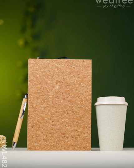 Eco Friendly Gift Set (Cork Recycled Paper Diary Bamboo Pen Crop Husk Coffee Sipper) - WL4826 - Diaries & Notepads