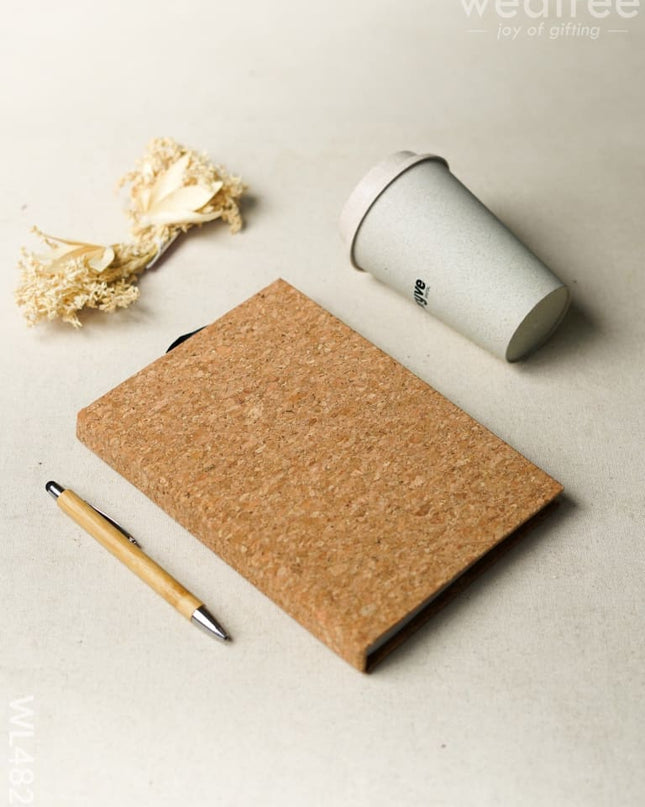 Eco Friendly Gift Set (Cork Recycled Paper Diary Bamboo Pen Crop Husk Coffee Sipper) - WL4826 Diaries & Notepads