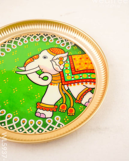 Elephant - Brass Coated Plate - 10 inch - WL5937-2 - Metal Decor Utility