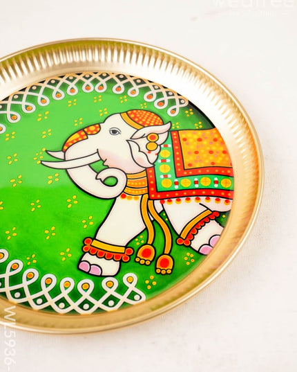 Elephant - Brass Coated Plate - 8 inch - WL5936-2 - Metal Decor Utility