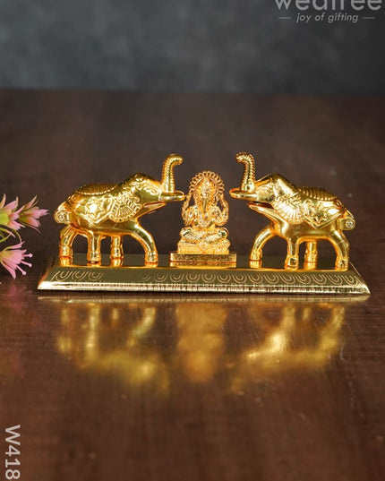 Elephant Double Kumkum Holder With Ganesha - W4184 Holders