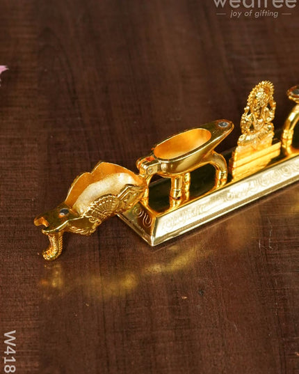 Elephant Double Kumkum Holder With Ganesha - W4184 Holders