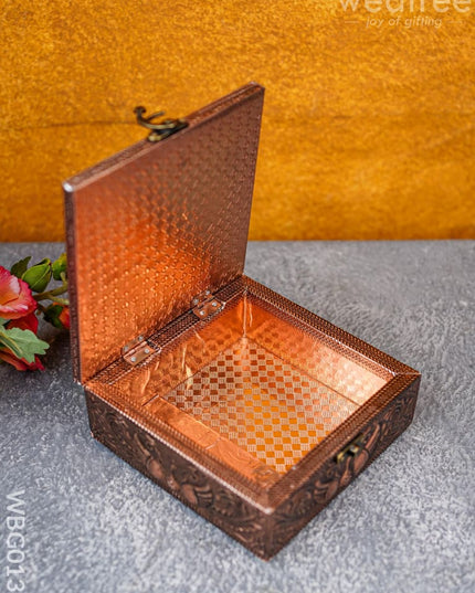 Elephant Embossed Dry Fruit Box - Square 6X6Inches Wbg0134