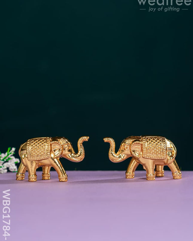 Elephant Idol - Set of 2 - Gold Finish - WBG1784-2 - Murti - RG
