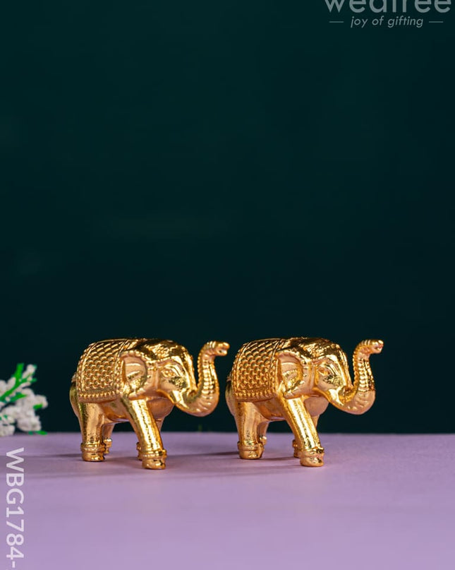 Elephant Idol - Set of 2 - Gold Finish - WBG1784-2 - Murti - RG