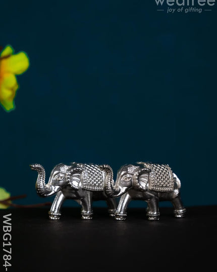 Elephant Idol - Set of 2 - Silver Finish - WBG1784-1 - Murti - RG