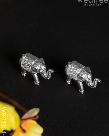 Elephant Idol - Set of 2 - Silver Finish - WBG1784-1 - Murti - RG