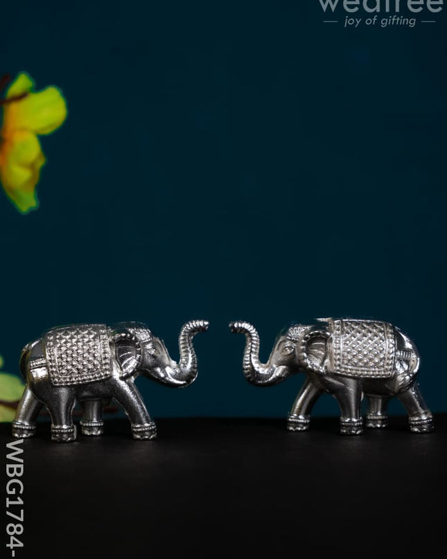 Elephant Idol - Set of 2 - Silver Finish - WBG1784-1 - Murti - RG