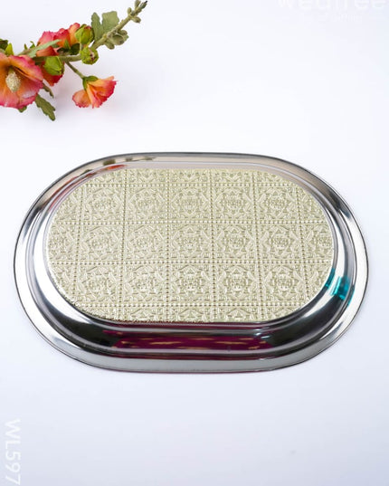 Elephant Print - Oval Plate - 12 inch - WL5979 - Meenakari Trays & Plates
