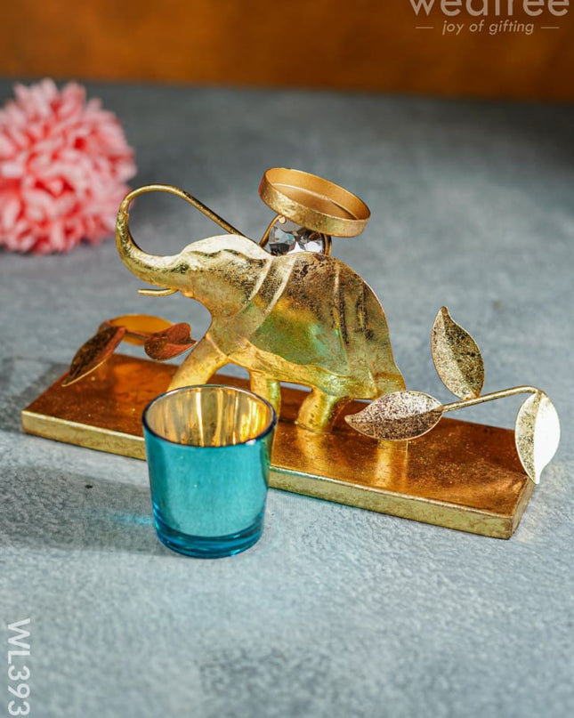 Elephant Stand With Glass Candle Holder - Wl3939 Candles & Votives