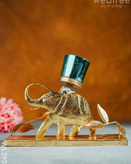 Elephant Stand With Glass Candle Holder - Wl3939 Candles & Votives