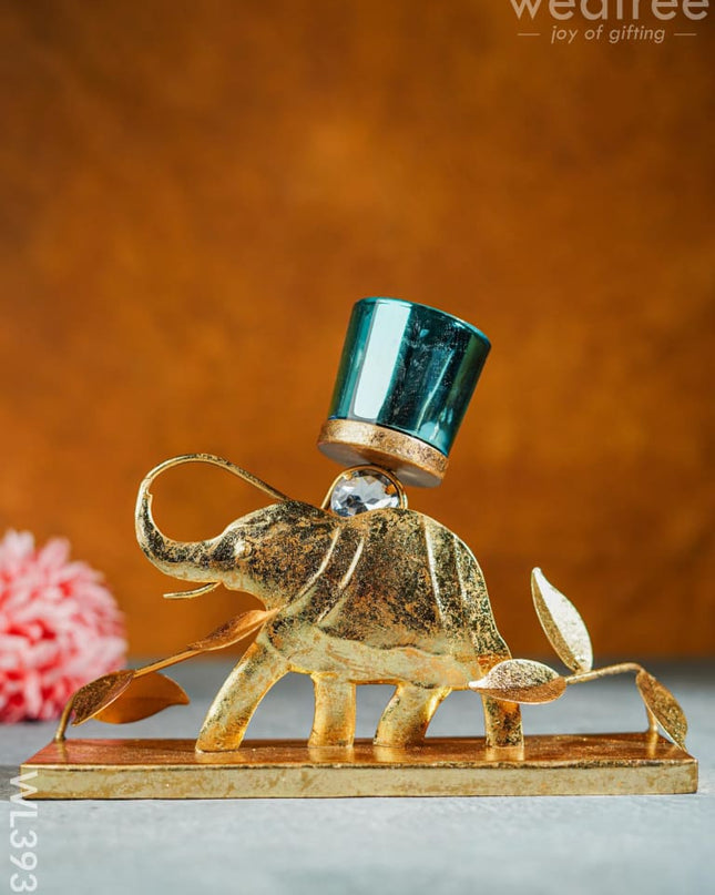 Elephant Stand With Glass Candle Holder - Wl3939 Candles & Votives