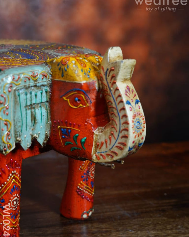 Elephant Stool - 6 Inch (Antique Orange) Wl0247 Wooden Stools