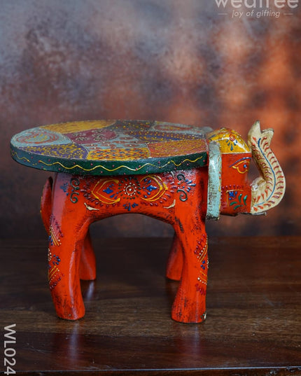 Elephant Stool - 6 Inch (Antique Orange) Wl0247 Wooden Stools