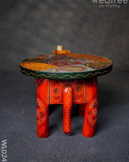 Elephant Stool - 6 Inch (Antique Orange) Wl0247 Wooden Stools