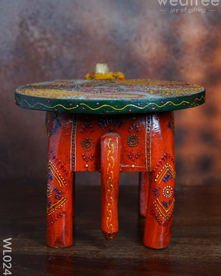 Elephant Stool - 6 Inch (Antique Orange) Wl0247 Wooden Stools