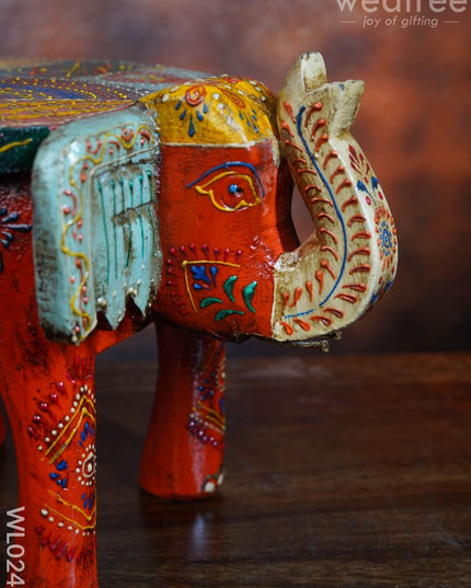Elephant Stool - 6 Inch (Antique Orange) Wl0247 Wooden Stools