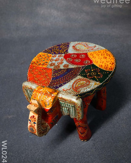 Elephant Stool - 6 Inch (Antique Orange) Wl0247 Wooden Stools