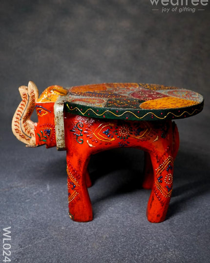 Elephant Stool - 6 Inch (Antique Orange) Wl0247 Wooden Stools