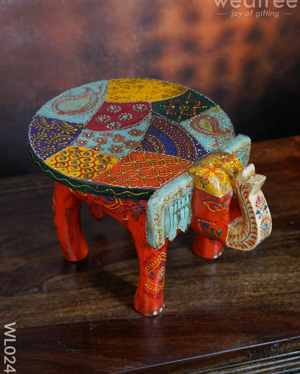 Elephant Stool - 6 Inch (Antique Orange) Wl0247 Wooden Stools