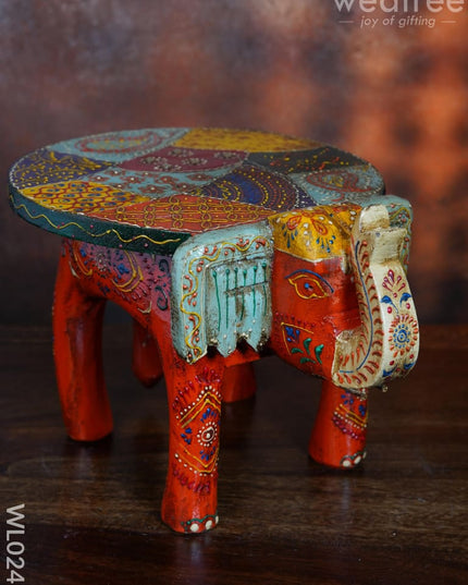 Elephant Stool - 6 Inch (Antique Orange) Wl0247 Wooden Stools