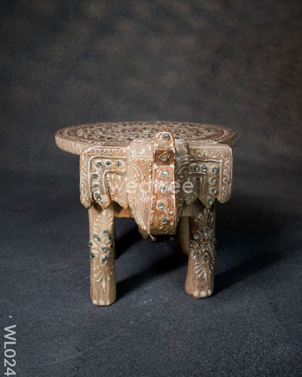 Elephant Stool - 6 Inch (White) Wl0246 Wooden Stools
