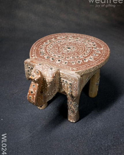 Elephant Stool - 6 Inch (White) Wl0246 Wooden Stools