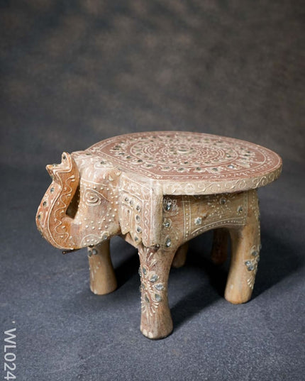 Elephant Stool - 6 Inch (White) Wl0246 Wooden Stools