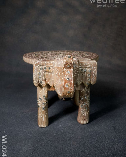 Elephant Stool - 6 Inch (White) Wl0246 Wooden Stools