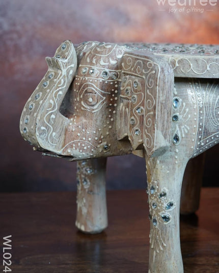 Elephant Stool - 6 Inch (White) Wl0246 Wooden Stools