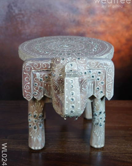 Elephant Stool - 6 Inch (White) Wl0246 Wooden Stools
