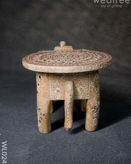 Elephant Stool - 6 Inch (White) Wl0246 Wooden Stools