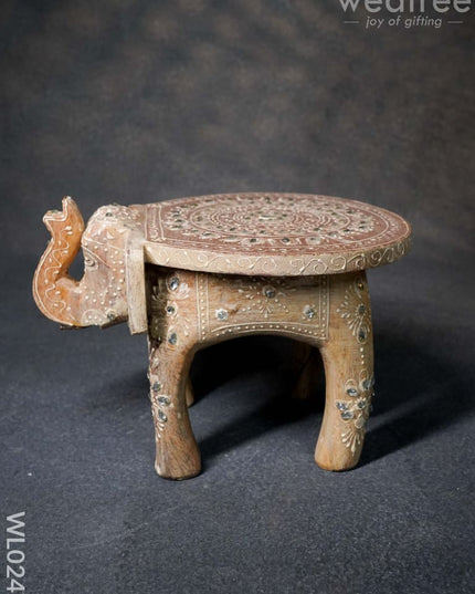 Elephant Stool - 6 Inch (White) Wl0246 Wooden Stools