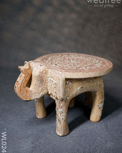 Elephant Stool - 6 Inch (White) Wl0246 Wooden Stools
