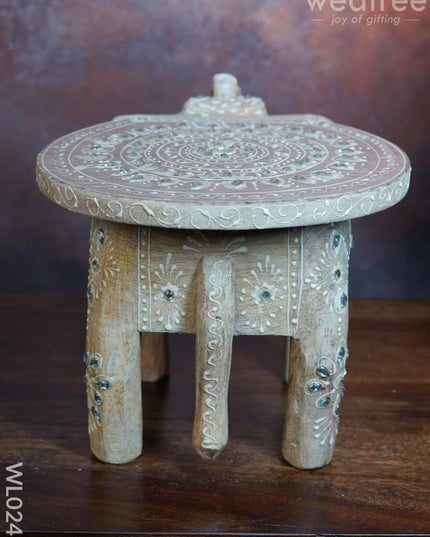 Elephant Stool - 6 Inch (White) Wl0246 Wooden Stools