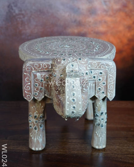 Elephant Stool - 6 Inch (White) Wl0246 Wooden Stools