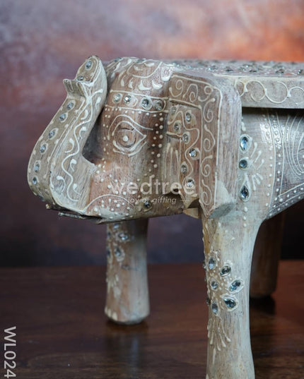 Elephant Stool - 6 Inch (White) Wl0246 Wooden Stools
