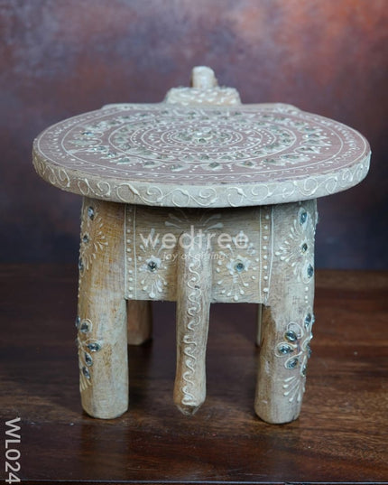 Elephant Stool - 6 Inch (White) Wl0246 Wooden Stools