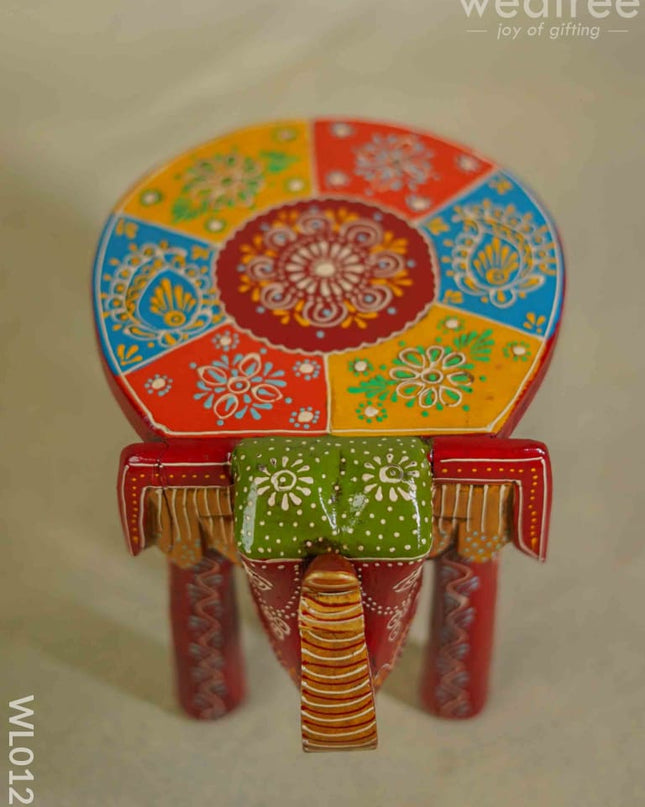 Elephant Stool - 8 Inch Multicolour Wl0121 Wooden Stools