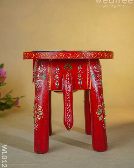 Elephant Stool - 8 Inch Multicolour Wl0121 Wooden Stools