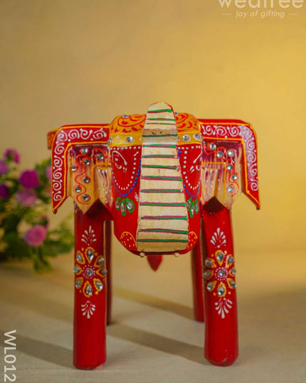 Elephant Stool - 8 Inch Multicolour Wl0121 Wooden Stools