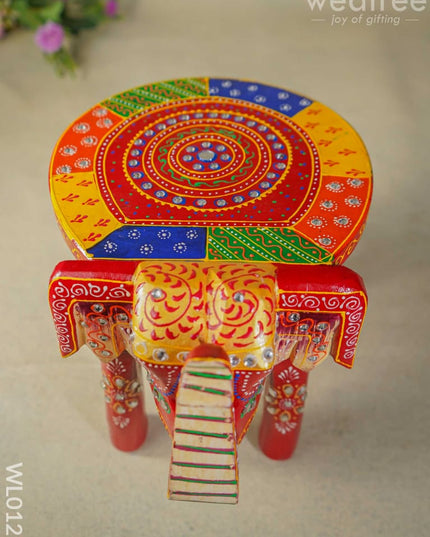 Elephant Stool - 8 Inch Multicolour Wl0121 Wooden Stools