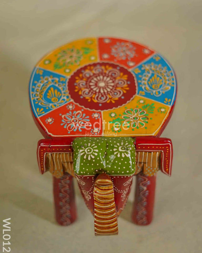 Elephant Stool - 8 Inch Multicolour Wl0121 Wooden Stools