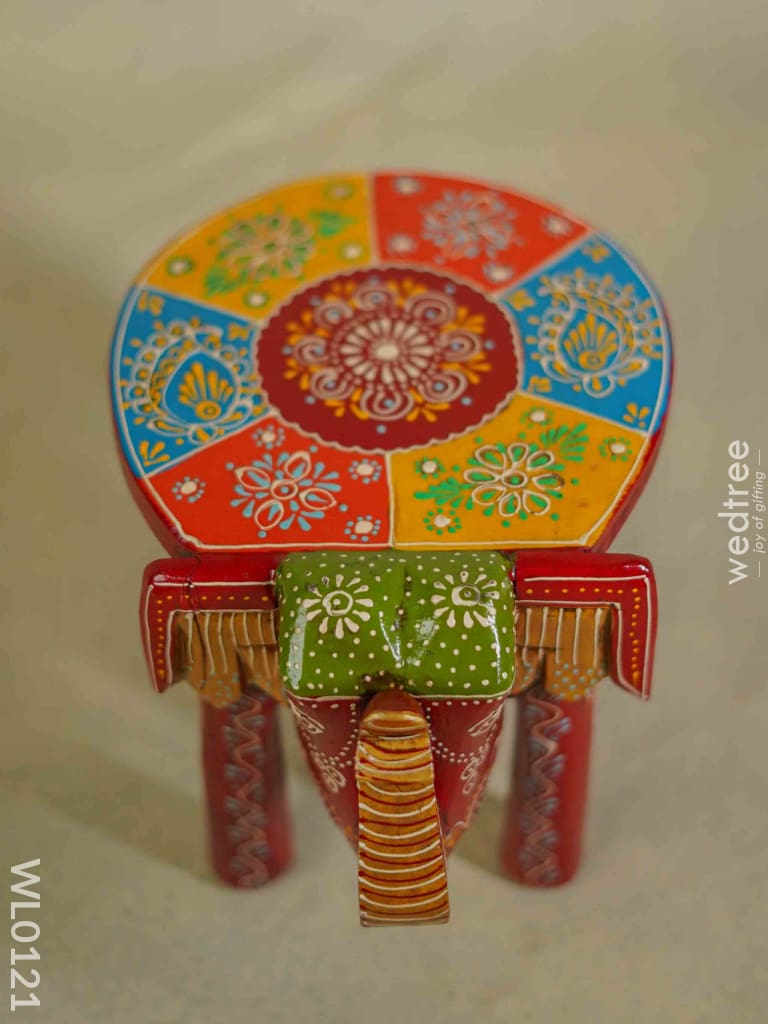 Elephant Stool - 8 Inch Multicolour Wl0121 Wooden Stools